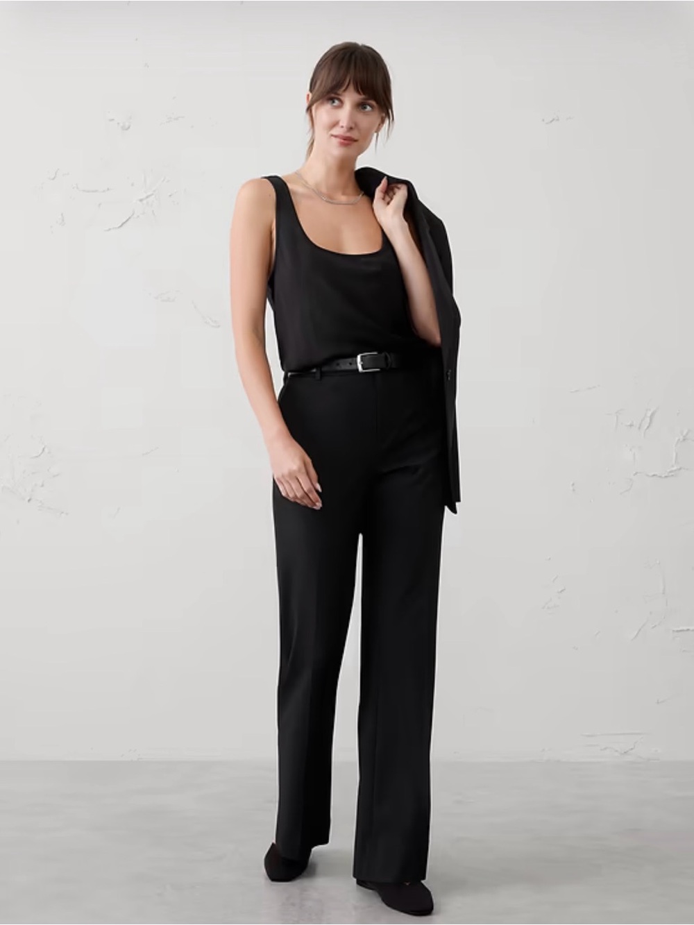 Banana Republic Factory Black High-Rise Wide-Leg Trousers